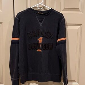 Harley-Davidson Men's Black Sweater with Orange Accents